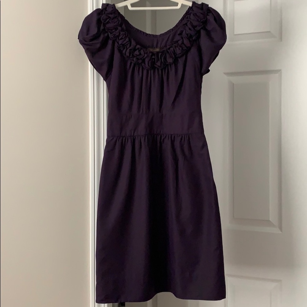 Size 0 purple dress with roses on collar